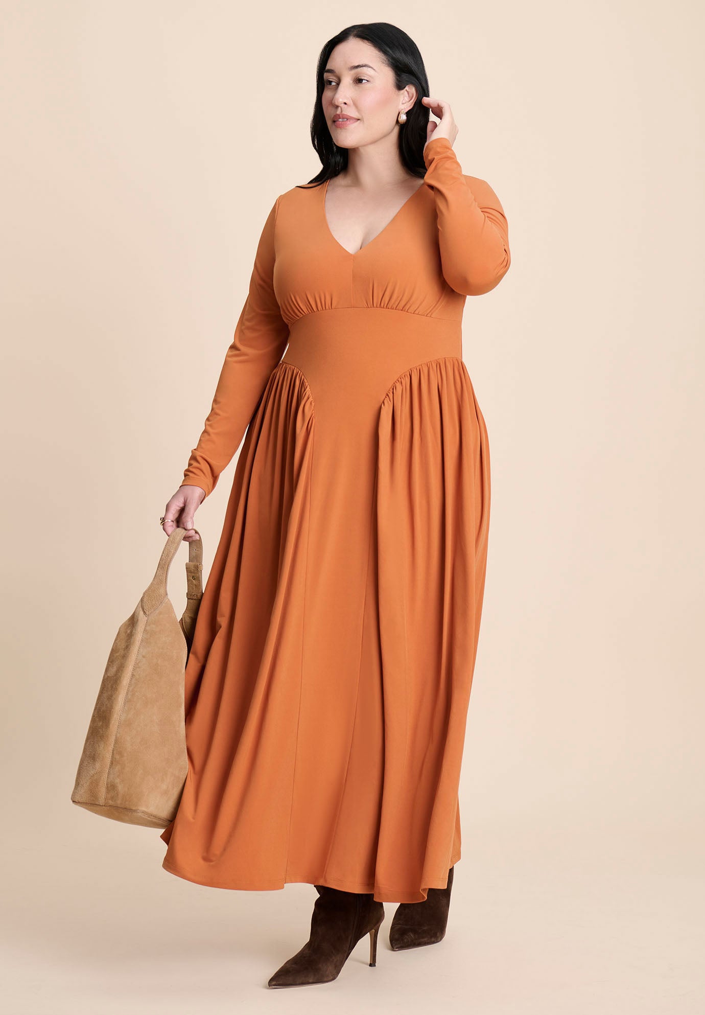 Plunge Neck Knit Dress image number 0