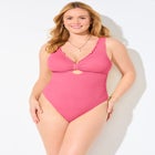 Crinkle Knot Front One Piece Swimsuit image number null