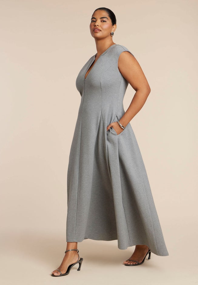 Notch Seam Detail Ponte Dress image number 1