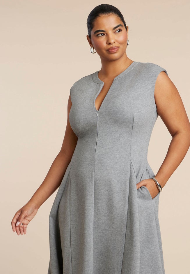 Notch Seam Detail Ponte Dress image number 2