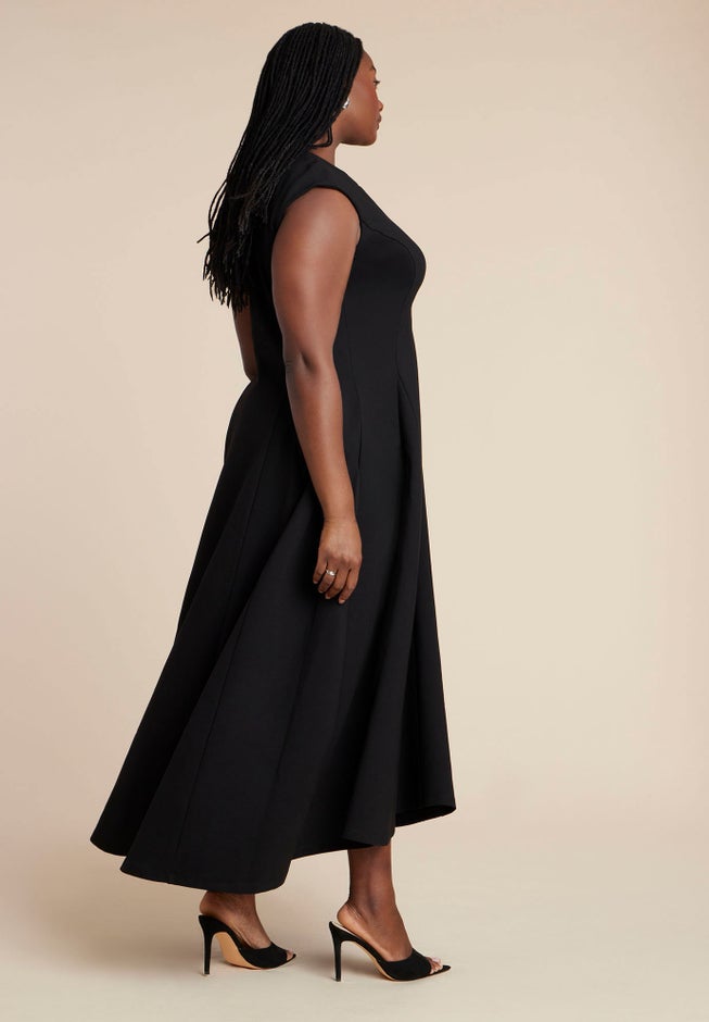 Notch Seam Detail Ponte Dress image number 2