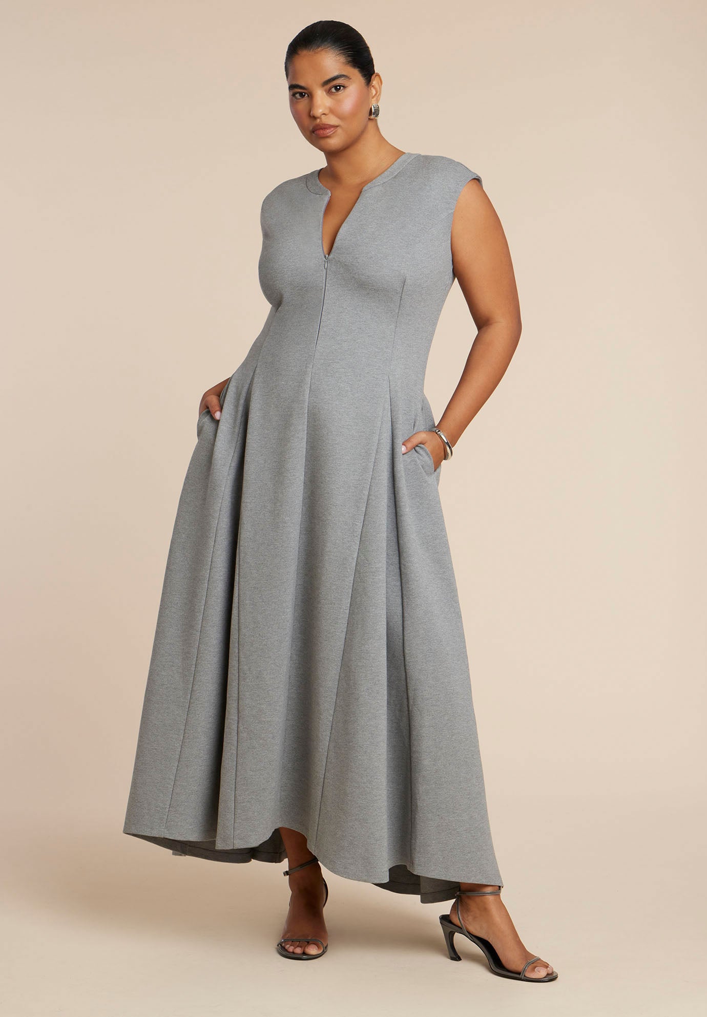 Notch Seam Detail Ponte Dress image number 0