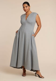 Notch Seam Detail Ponte Dress