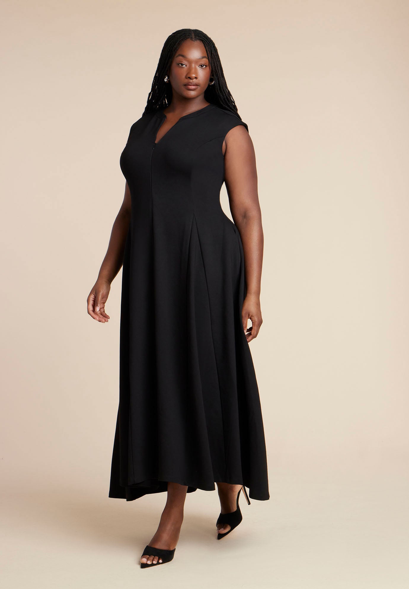 Notch Seam Detail Ponte Dress image number 0