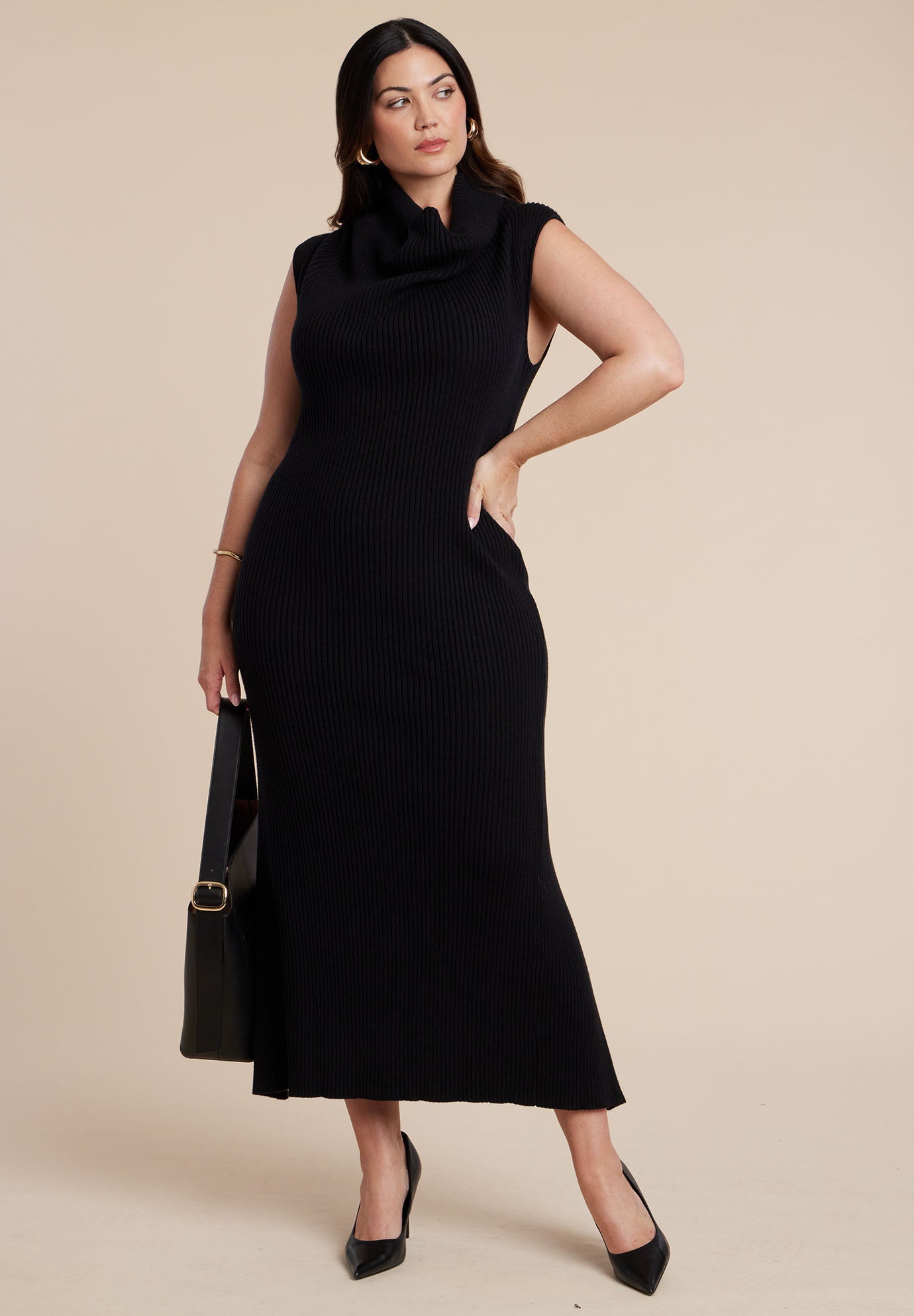 Tall Neck Sweater Dress image number 1