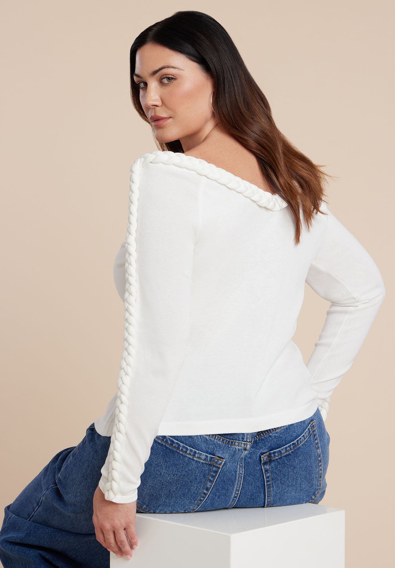 Extended Cable Detail Sweater image number 1