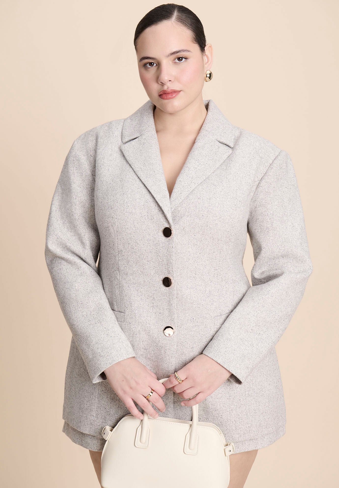 Nipped Waist Wool Blend Blazer With Back Adjuster  image number 1