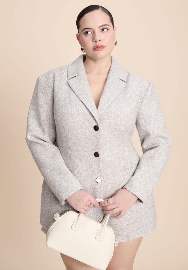 Nipped Waist Wool Blend Blazer With Back Adjuster  image number 2