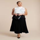 Mixed Media Pleated Skirt image number null