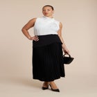 Mixed Media Pleated Skirt image number null