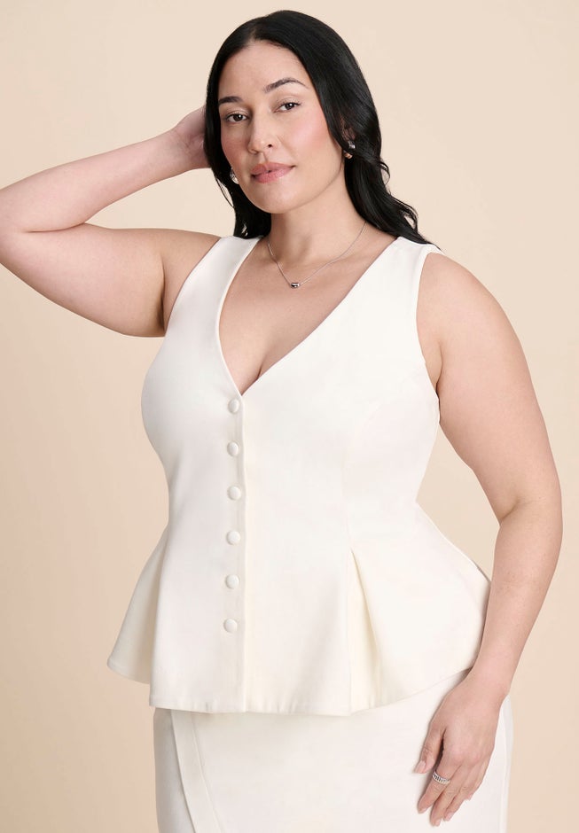 Button Up Peplum Vest image number 1