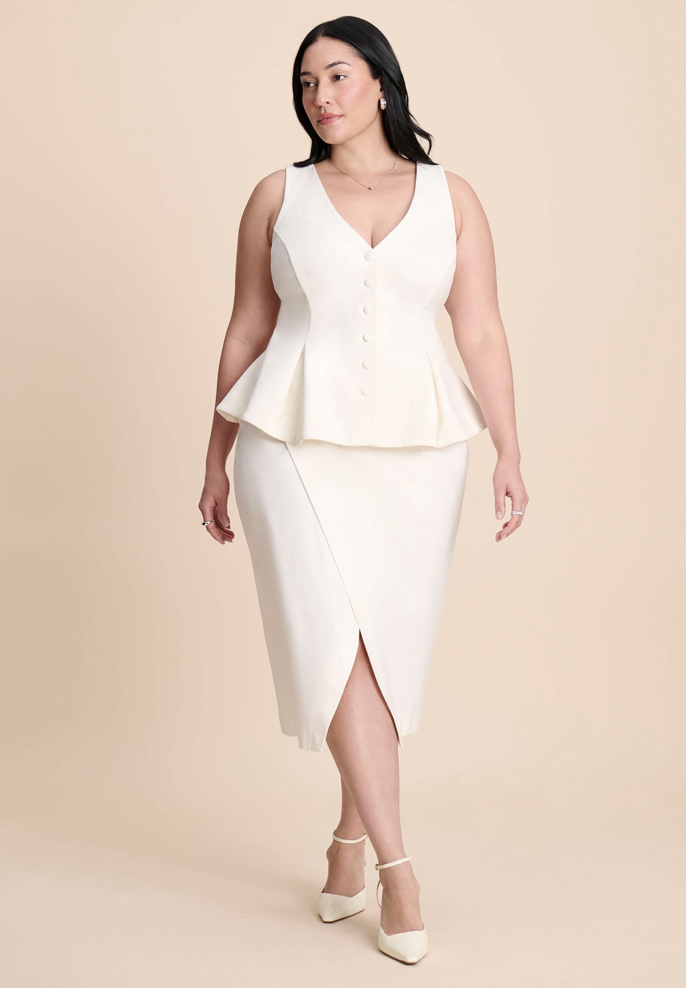 Button Up Peplum Vest image number 3