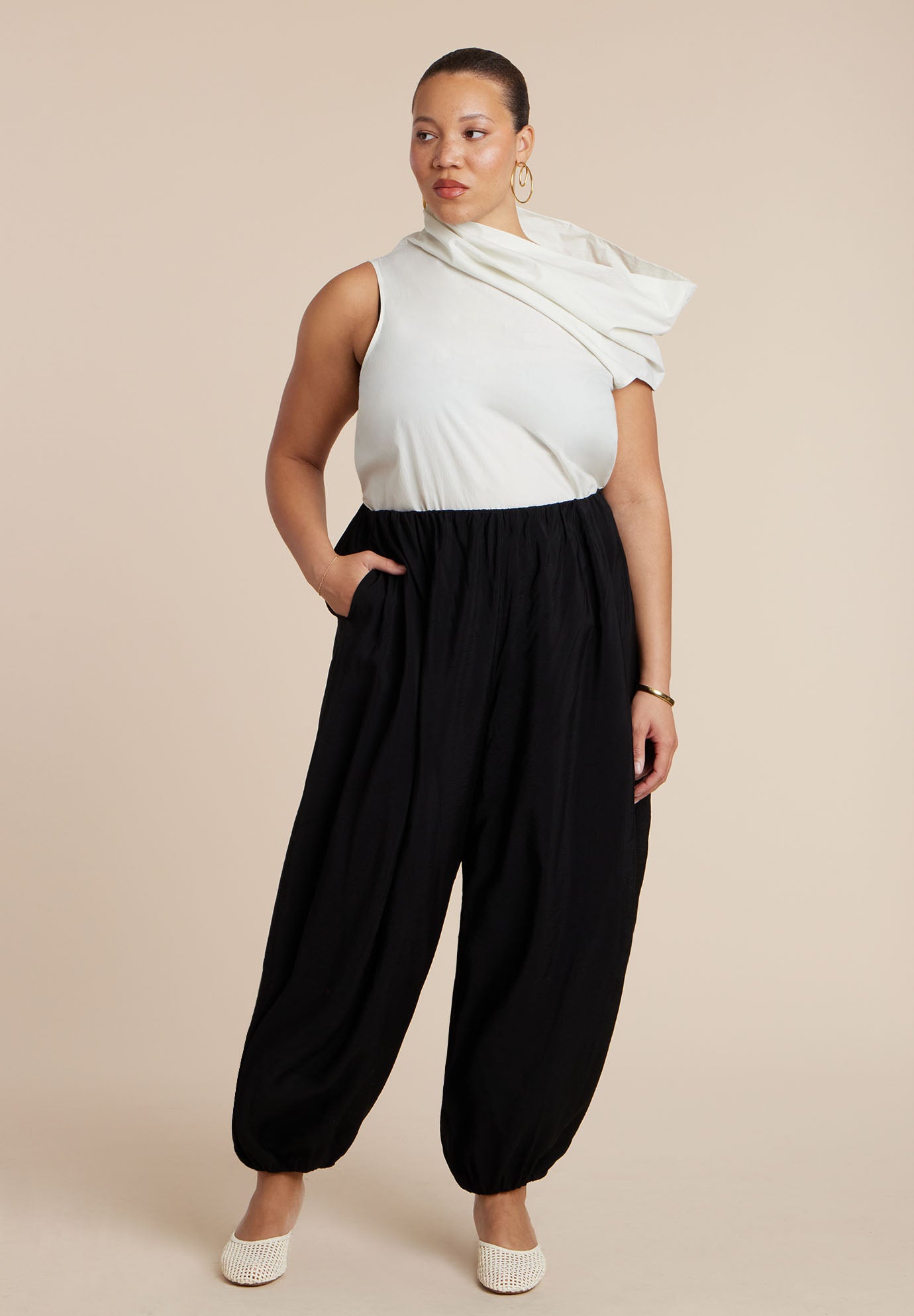 Draped Neck Sleeveless Top image number 1