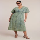 V Neck Flare Denim Dress image number null