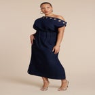 Grommet Detail Denim Dress image number null