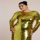 Sleeve Detail Pailette Gown image number null