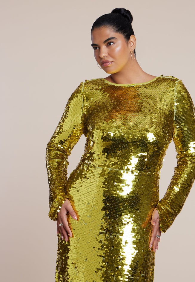 Sleeve Detail Pailette Gown image number 3