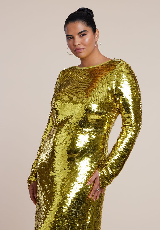 Sleeve Detail Pailette Gown image number 4