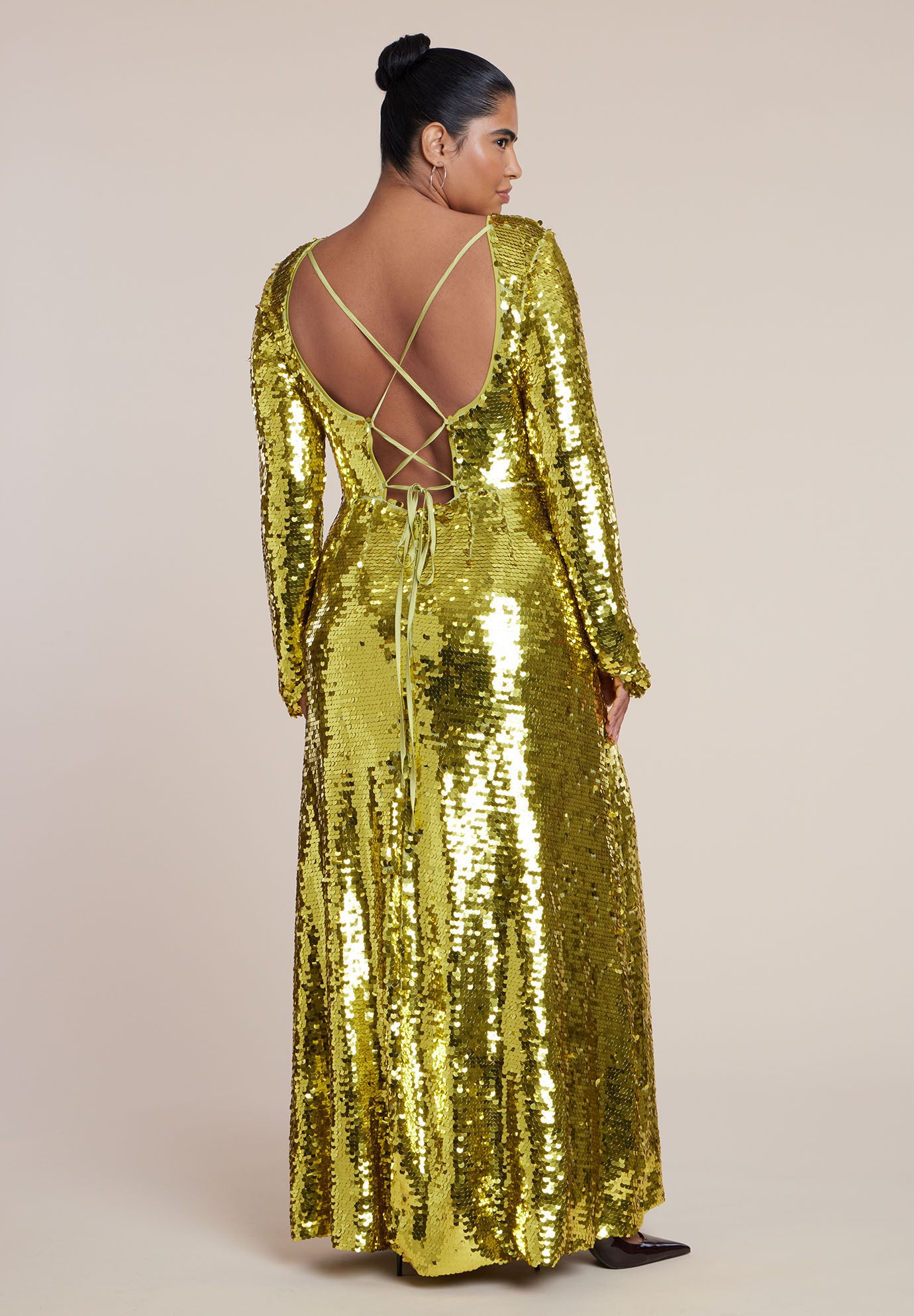 Sleeve Detail Pailette Gown image number 5