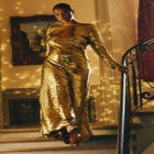 Sleeve Detail Pailette Gown image number null