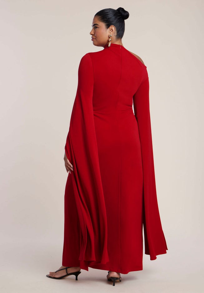 Cape Sleeve Draped Dress image number 1