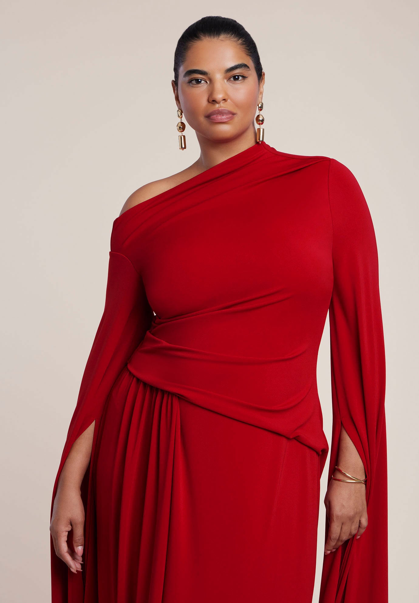 Cape Sleeve Draped Dress image number 2