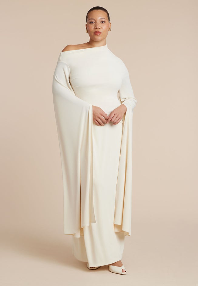Cape Sleeve Draped Dress image number 1