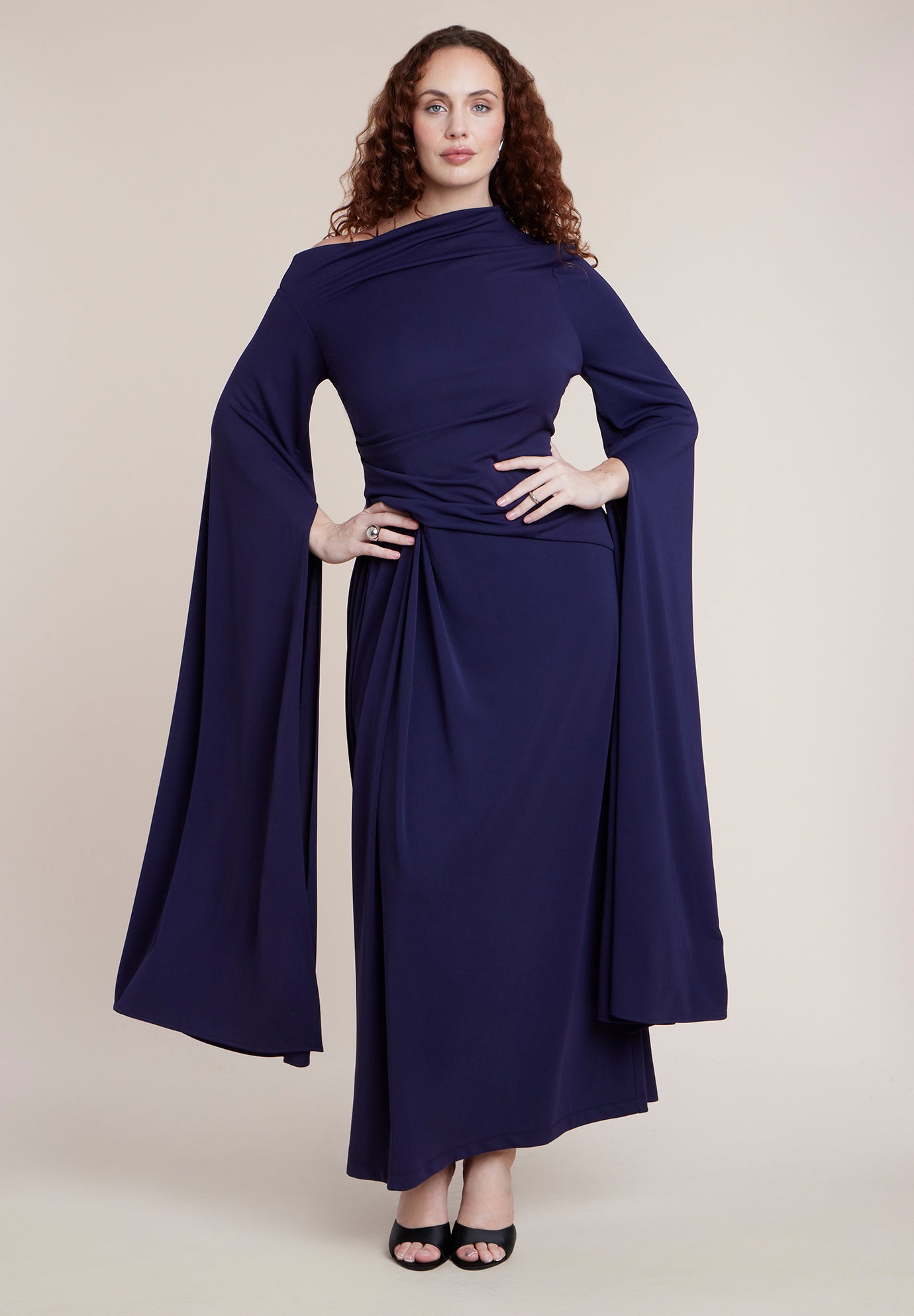 Cape Sleeve Draped Dress image number 0