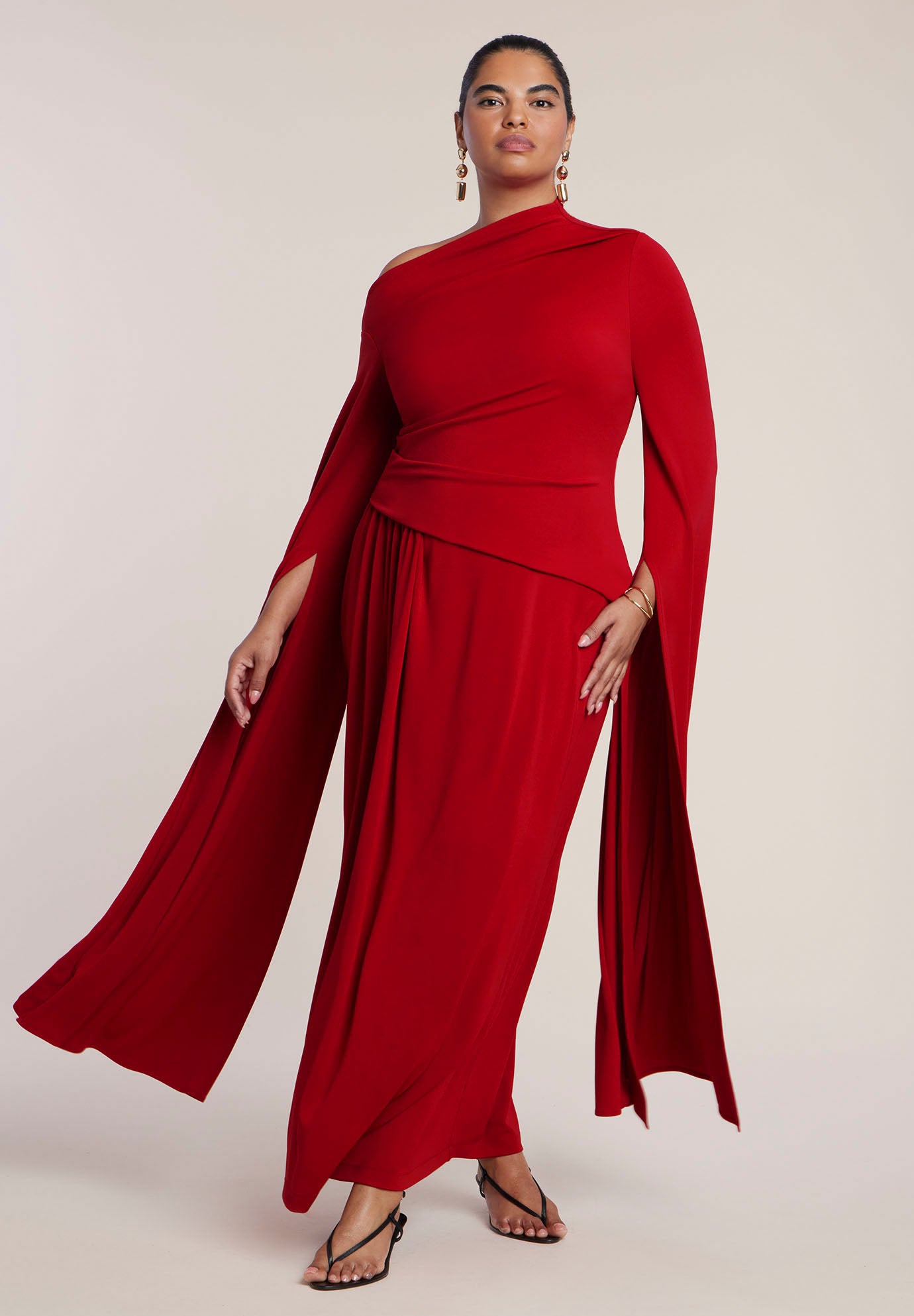 Cape Sleeve Draped Dress image number 0