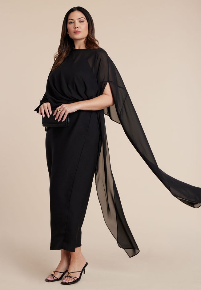 Flowy Sheer Cape Dress image number 1