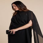 Flowy Sheer Cape Dress image number null