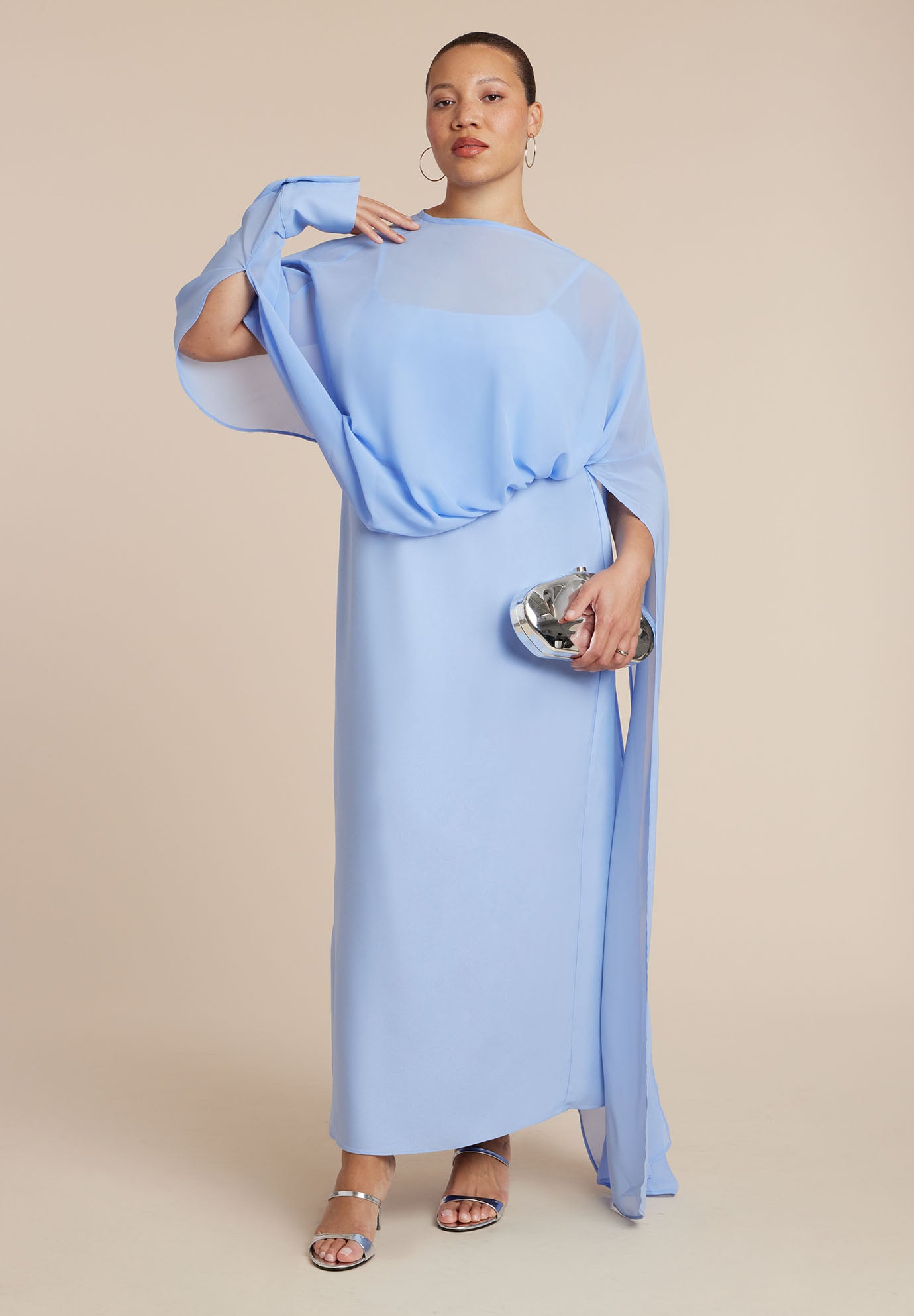 Flowy Sheer Cape Dress image number 1