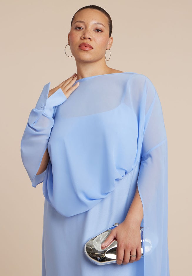 Flowy Sheer Cape Dress image number 2