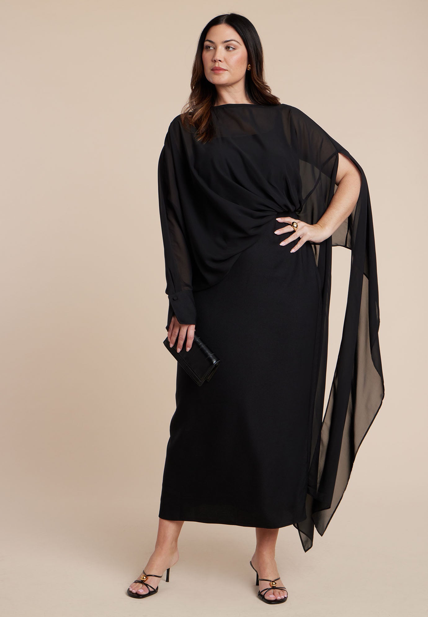 Flowy Sheer Cape Dress image number 0
