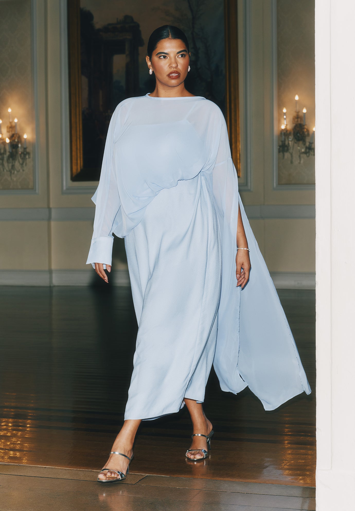 Flowy Sheer Cape Dress image number 0