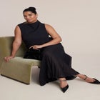 Combo Fabric Pleated Dress image number null