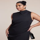 Combo Fabric Pleated Dress image number null