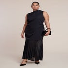 Combo Fabric Pleated Dress image number null