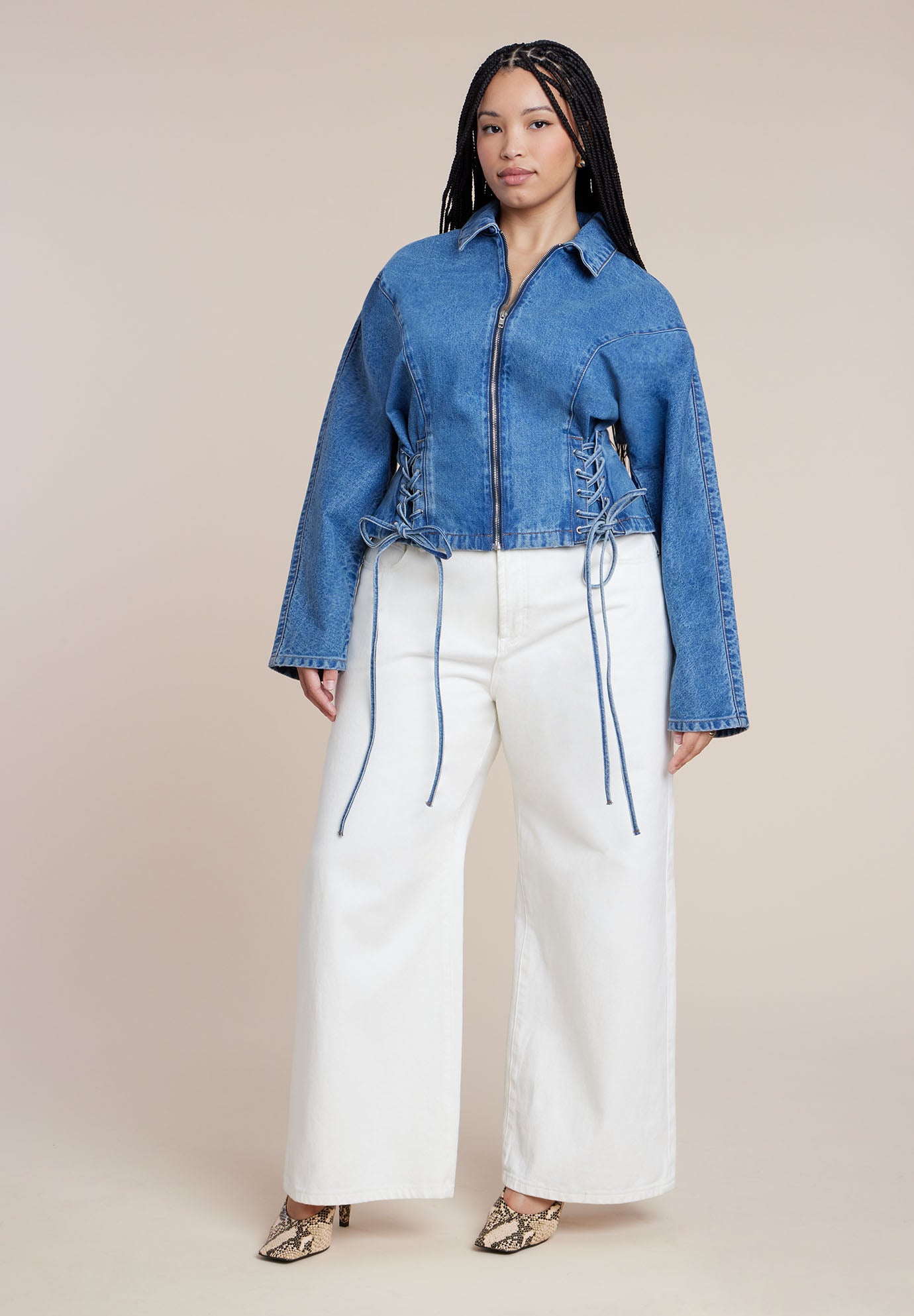 Lace Up Denim Jacket image number 2