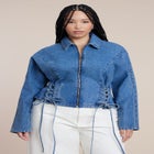 Lace Up Denim Jacket image number null