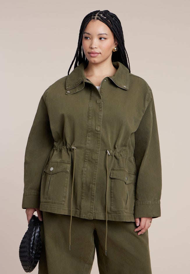 Drawstring Waist Cargo Jacket image number 1