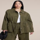 Drawstring Waist Cargo Jacket image number null