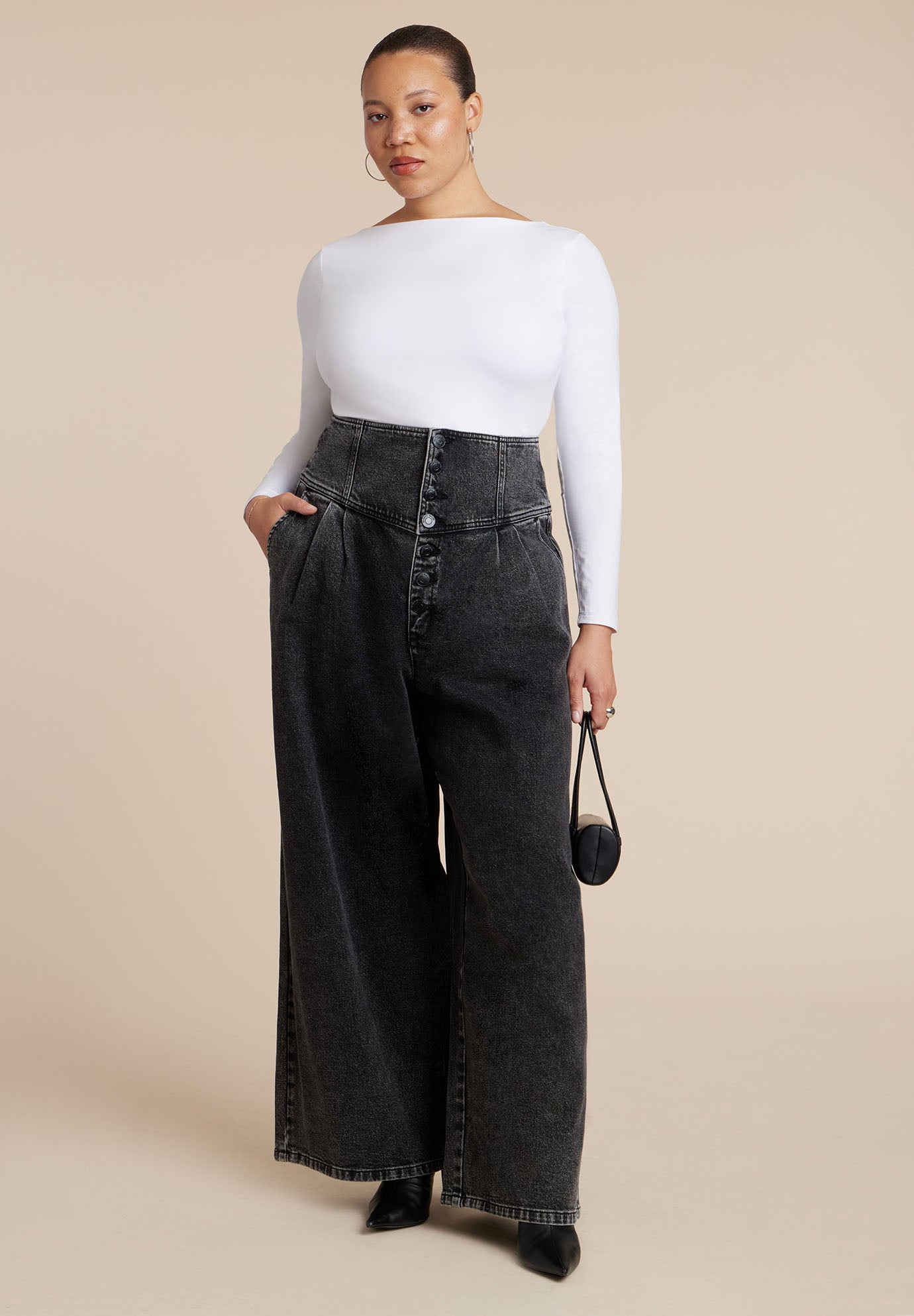 Corset Waist Wide Leg Jean image number 0