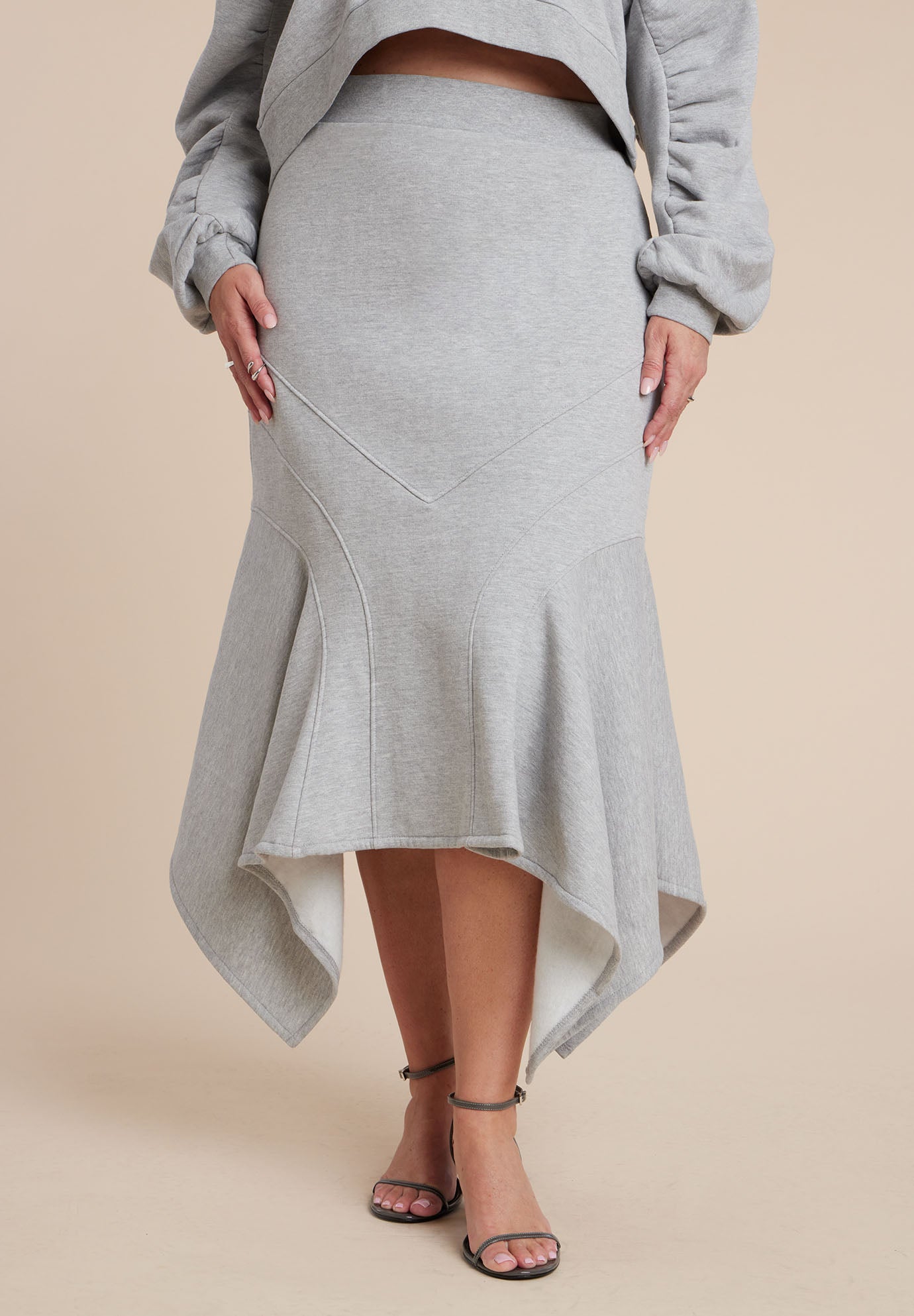 Seam Detail Trumpet French Terry Skirt image number 1