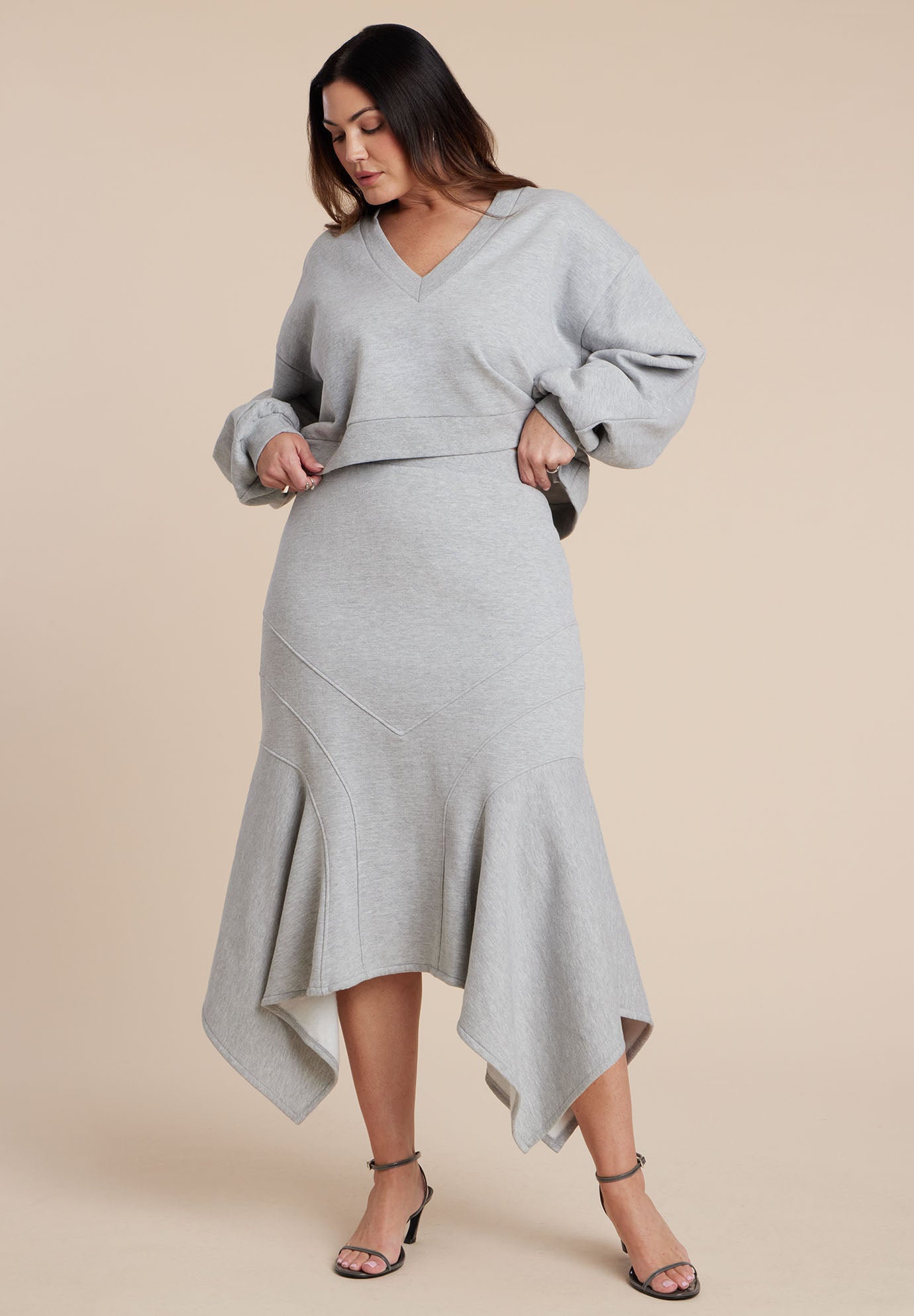 Seam Detail Trumpet French Terry Skirt image number 0