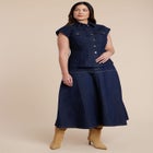 Structured Denim Vest image number null