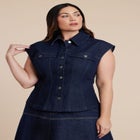 Structured Denim Vest image number null