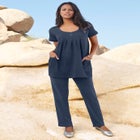Plus Size Soft Knit Relaxed Pull-On Straight Leg Pant image number null