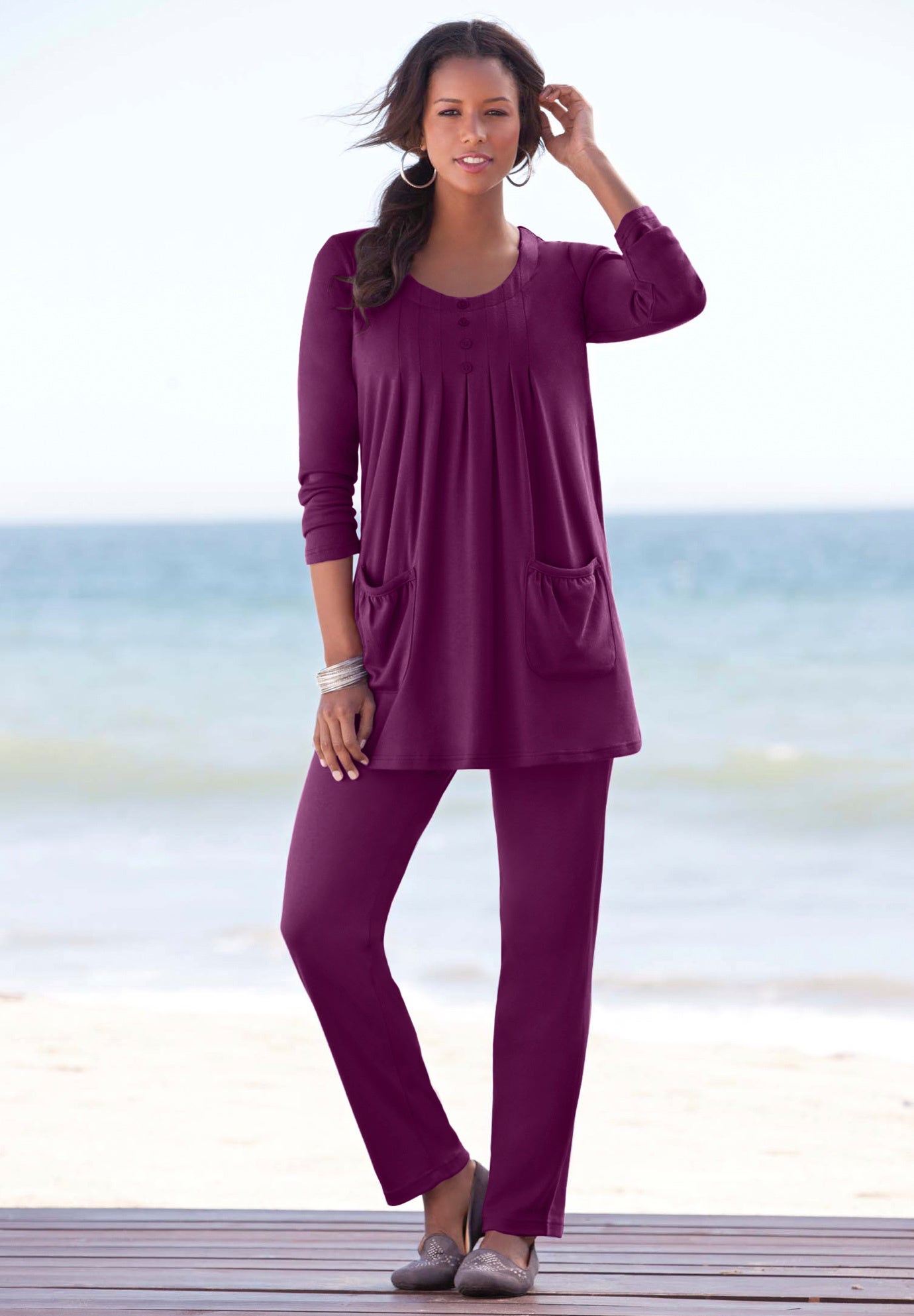 Plus Size Soft Knit Relaxed Pull-On Straight Leg Pant image number 7