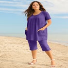 Plus Size Soft Knit Relaxed Pull-On Capri Pant image number null